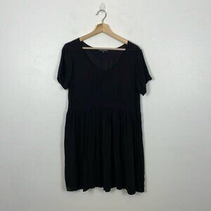 Brandy Melville Womens O/S Short Sleeve Casual Babydoll Pullover Black Dress